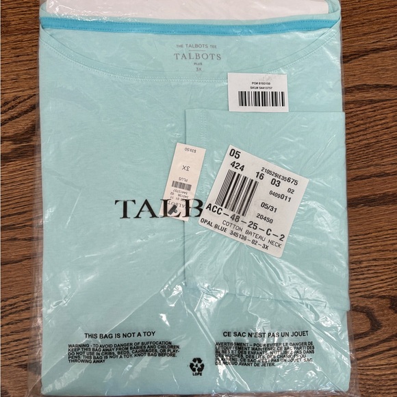 Talbots The Talbots Tee in Opal Blue, 100% Cotton, 3X, NWT - Picture 9 of 10